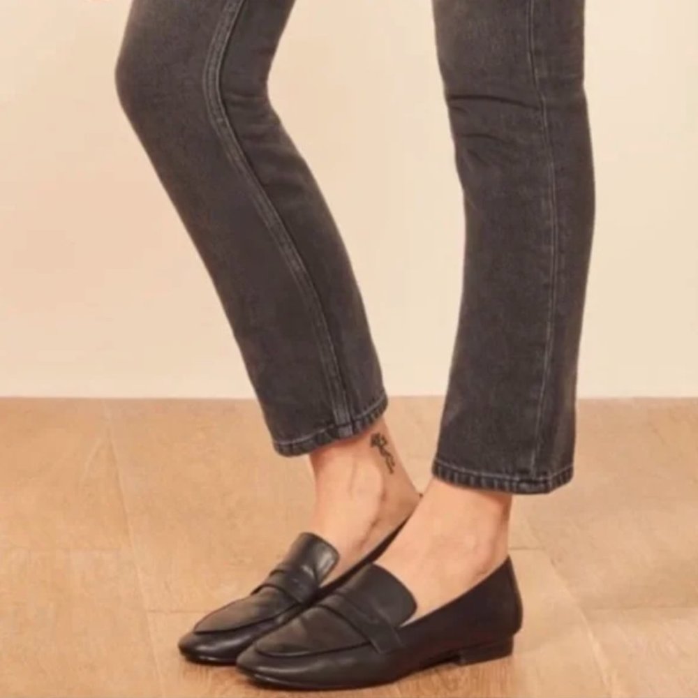 Reformation Black Colleen Loafers Napa Leather